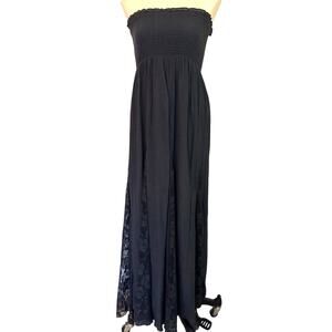 Venus Women’s Strapless Black Lace Detail Maxi Dress Sz: Medium BohoChic Beachy